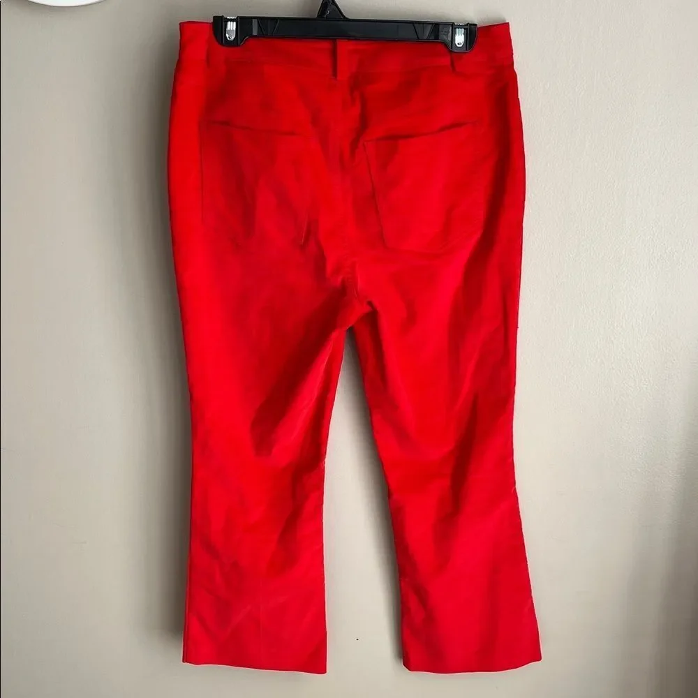 Halogen x Atlantic-Pacific Red Velveteen cropped Kick Flare Pants Women’s size 6